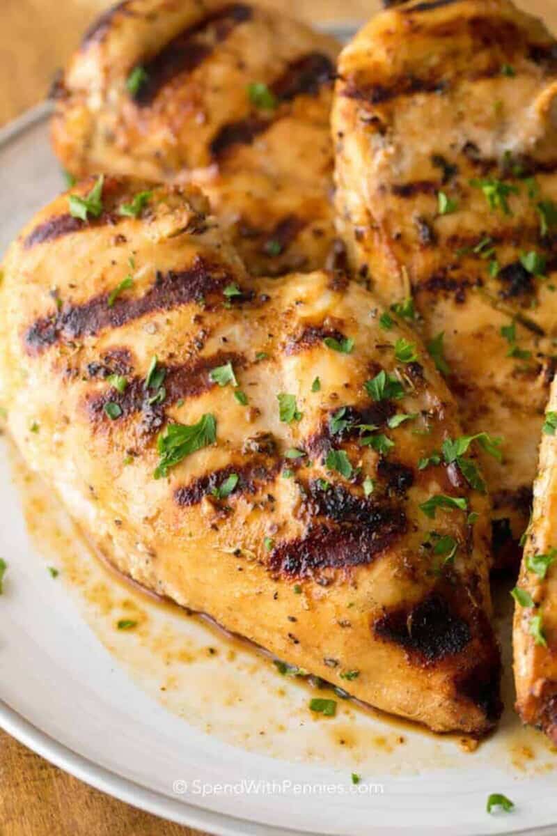 cooked and plated Easy Grilled Chicken Breast