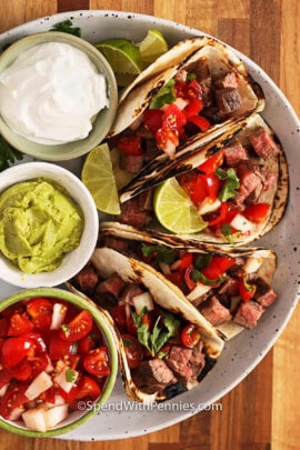 Easy Steak Tacos on a plate