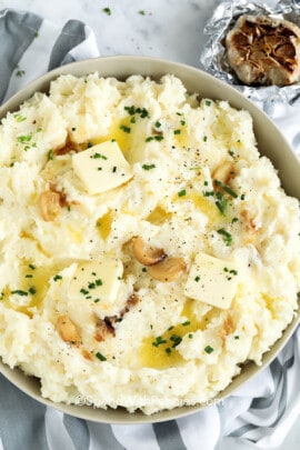 plated Garlic Mashed Potatoes