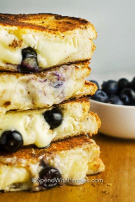 Stack of Blueberry Brie Grilled Cheese