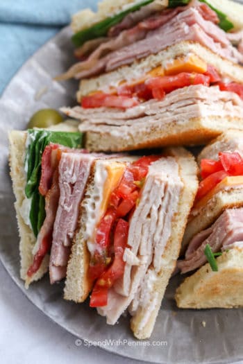 Club sandwich on a plate