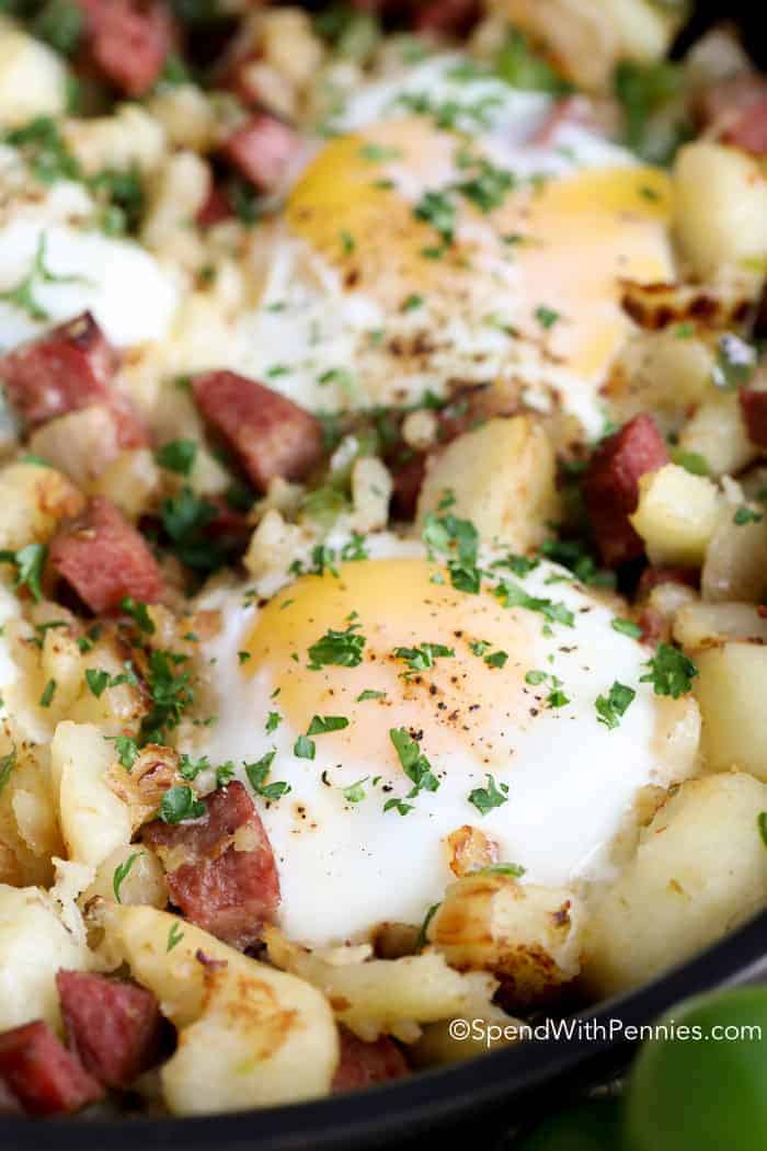 Corned Beef Hash garnished with parsley