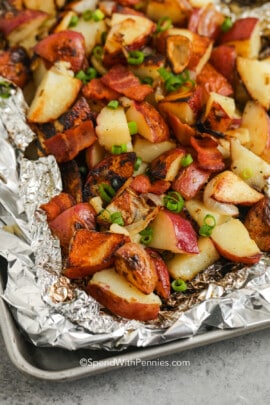 close up of Grilled Red Potatoes