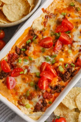 Hot & Cheesy Taco Dip with chips