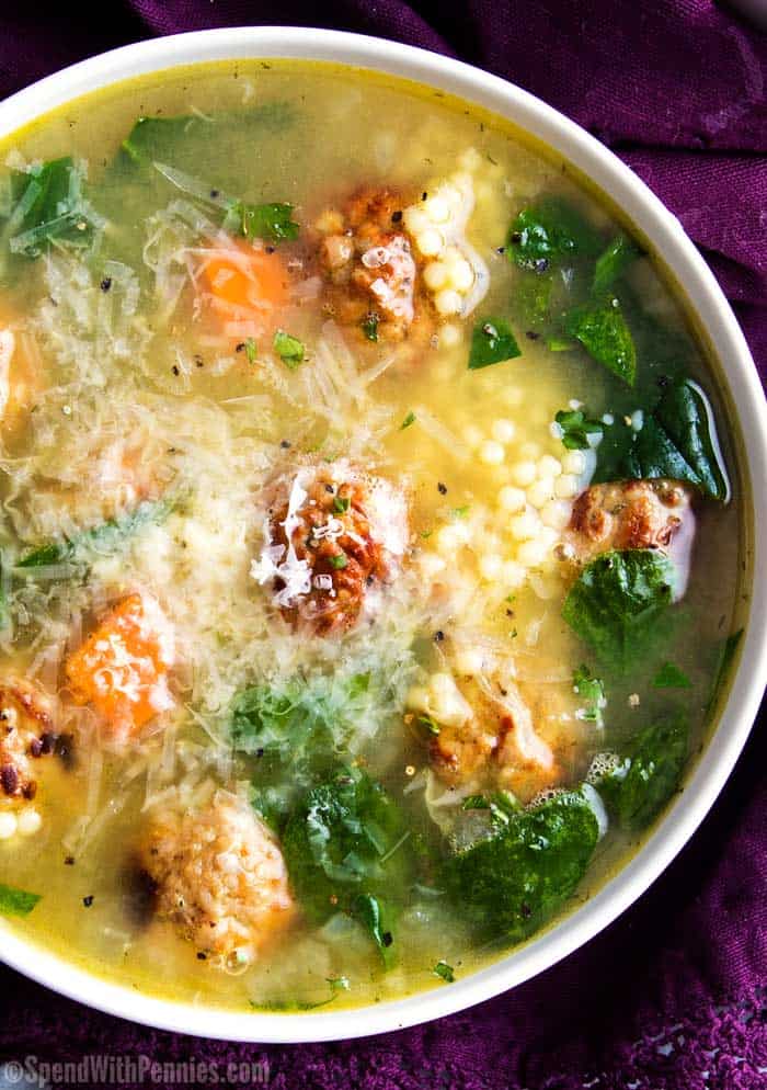 Bowl of italian wedding soup