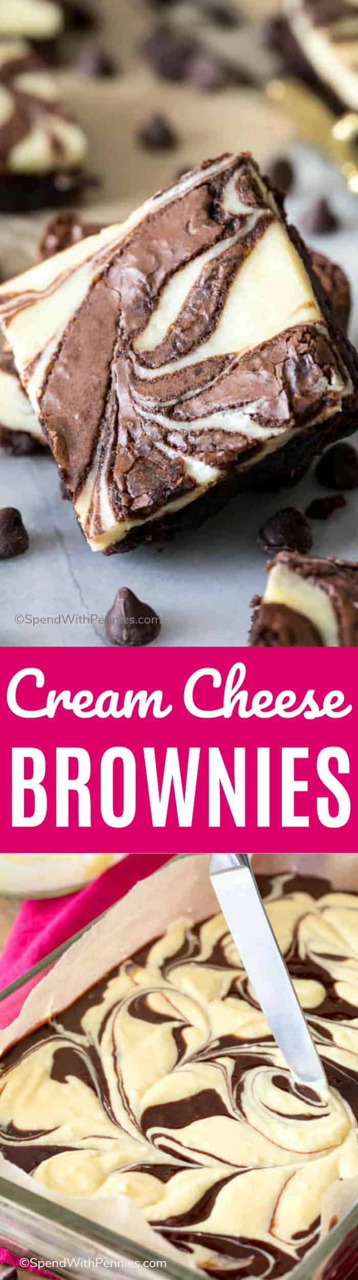 Cream Cheese Brownies with text