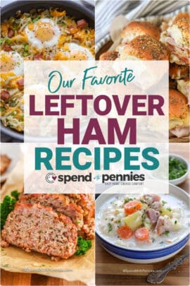 Collage of leftover ham recipes
