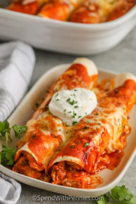 plated Leftover Turkey Enchiladas