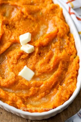Mashed butternut squash with butter on top