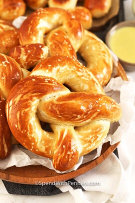 oven baked soft pretzels in a bowl