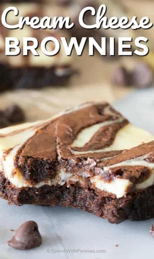 Cream Cheese Brownies with a title