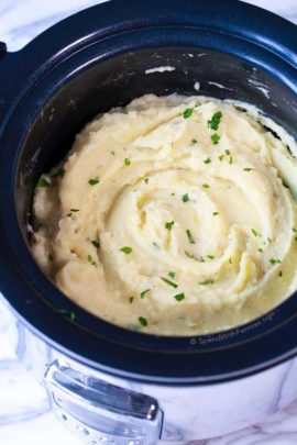 Mashed Potatoes with parsley in the slow cooker