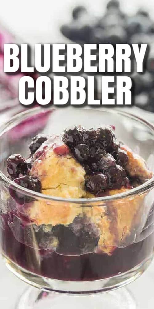 cup of Blueberry Cobbler with a title