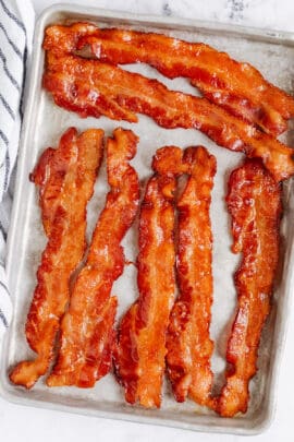 close up of Oven Baked Bacon