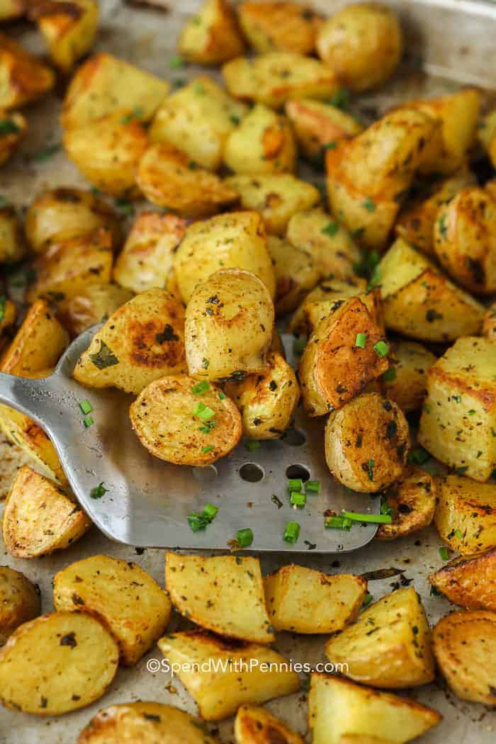 Serving oven roasted potatoes