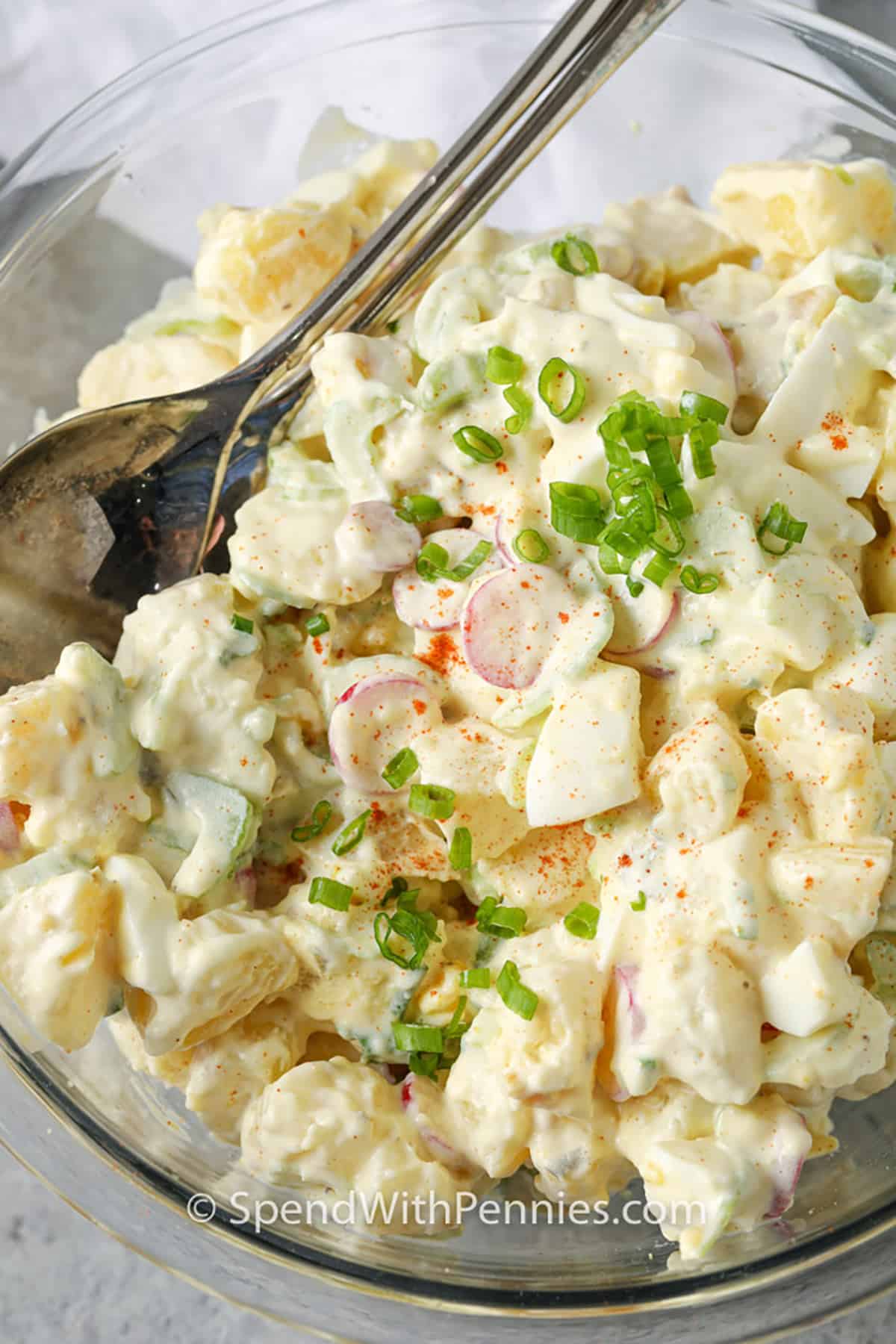 mixing The Best Potato Salad ingredients together