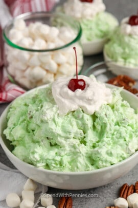 plated Watergate Salad with marshmallows